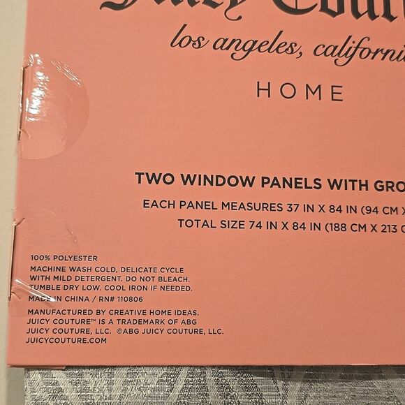 Juicy Couture Home Dainty Chic Two Window Panels w/Grommets - Picture 8 of 8